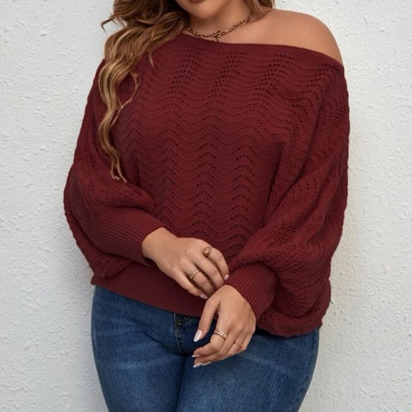 Plus size batwing sleeve knit sweater - Picture 2 of 4